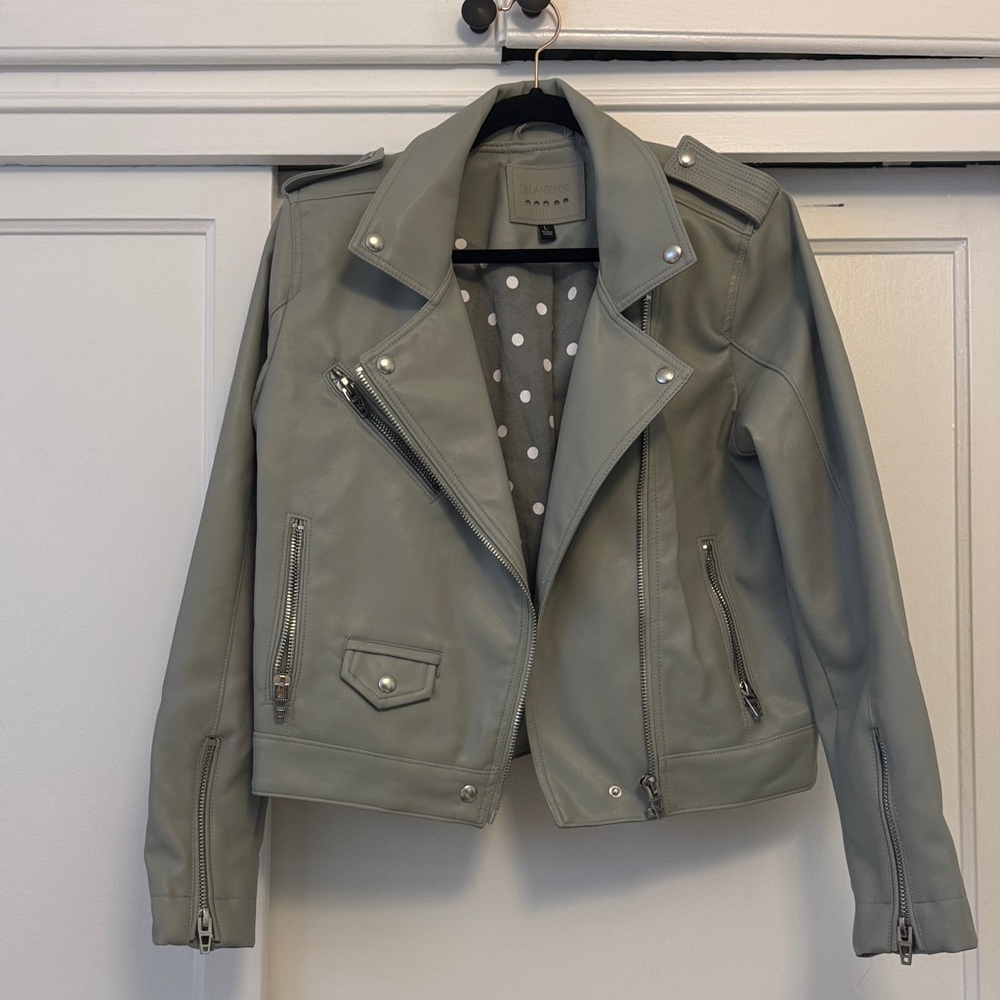 Blank NYC Mint Green/Grey Vegan Leather Jacket